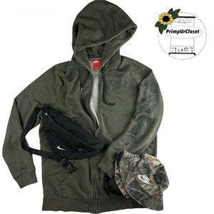 Nike Sportswear Full Zip Hoodie Sweatshirt Green Arm Spell Out Hoodie Mens Mediu